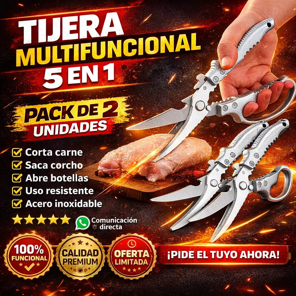 Tijera Multifuncional 5 en 1 pack de 2 Unidades