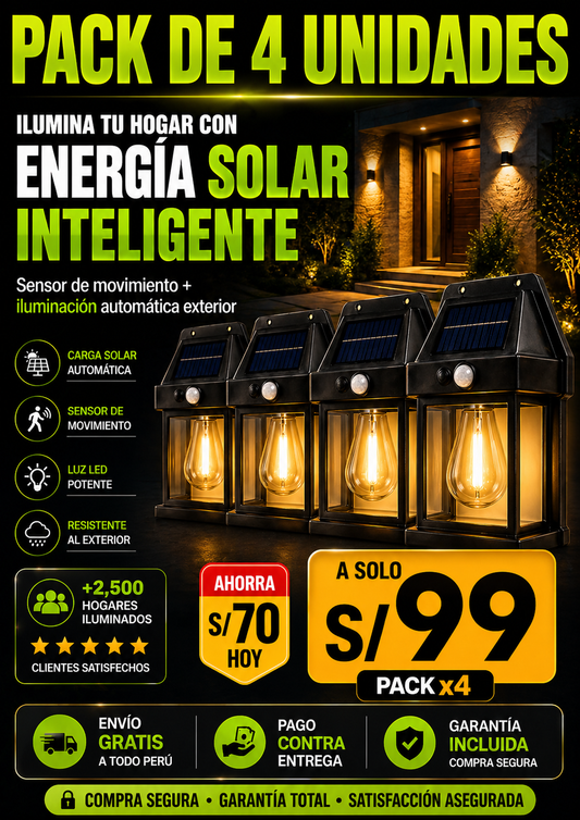 Pack de 4 unidades de Lamparas Solares