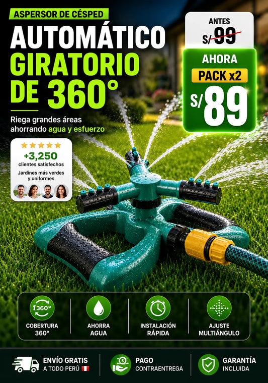 Aspersor de Césped Automático Giratorio pack 2 unidades