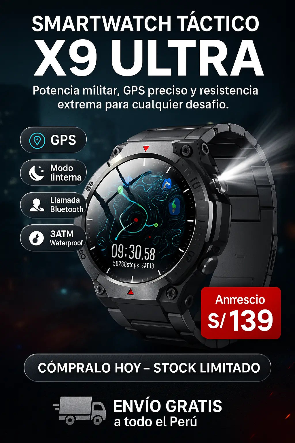 Smartwatch Táctico X9 Ultra
